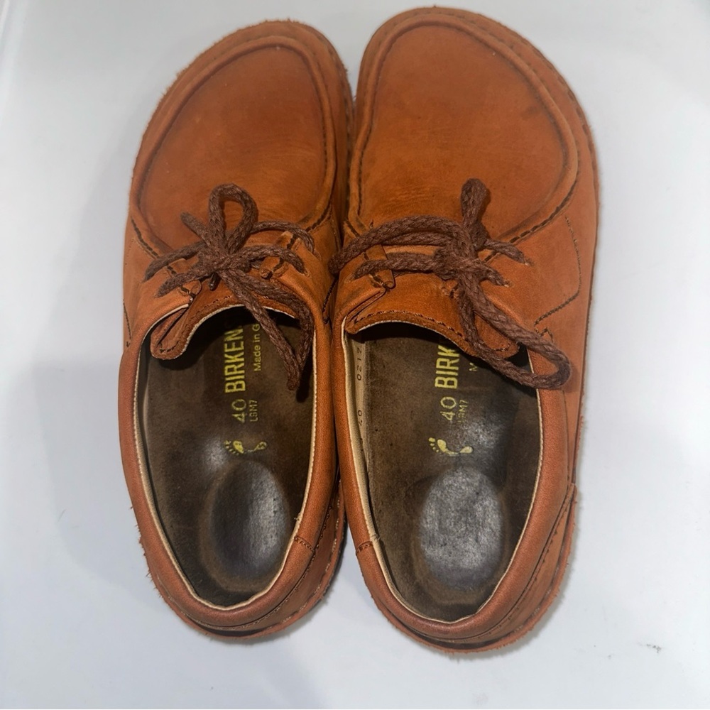 Birkenstock Pasadena Orange Brown Nubuck Leather suede size 40 or 9 boho